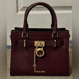 Michael Kors Hamilton Small Leather Key Lock Crossbody Bag (Merlot)